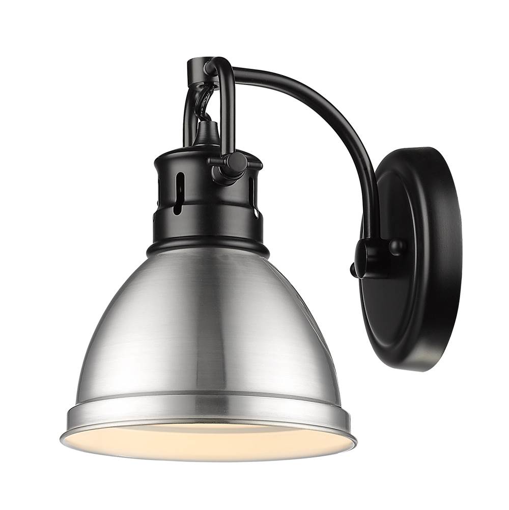 Golden Lighting Duncan Yep By Golden Lighting Duncan 1-light Vanity In Aged Brass And Pewter Shade
