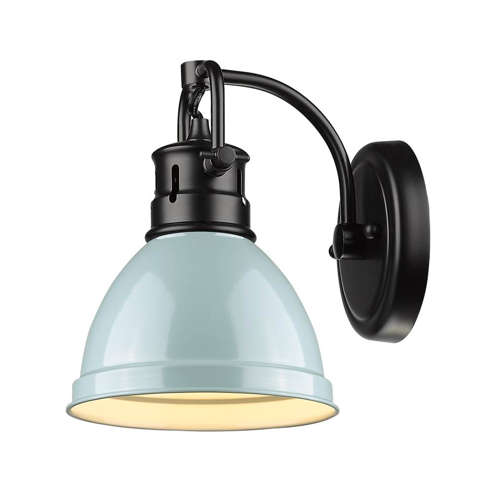 Golden Lighting Duncan Yep By Golden Lighting Duncan 1-light Vanity In Aged Brass And Seafoam Shade