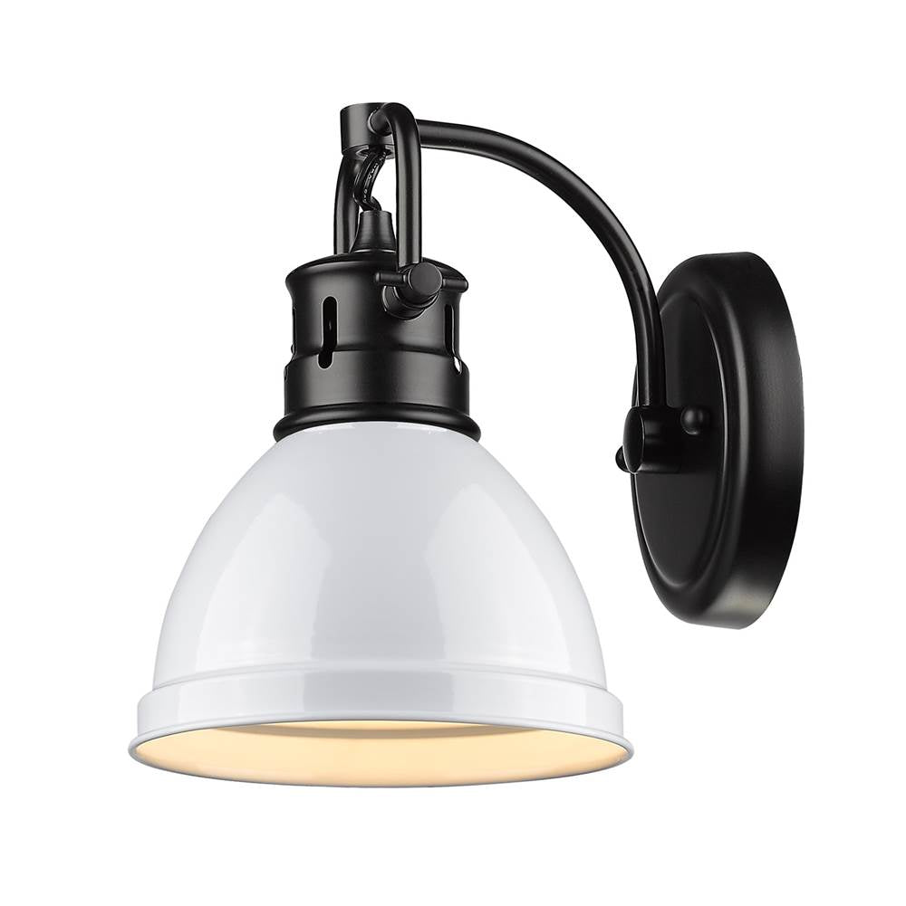 Golden Lighting Duncan Yep By Golden Lighting Duncan 1-light Vanity In Aged Brass And White Shade