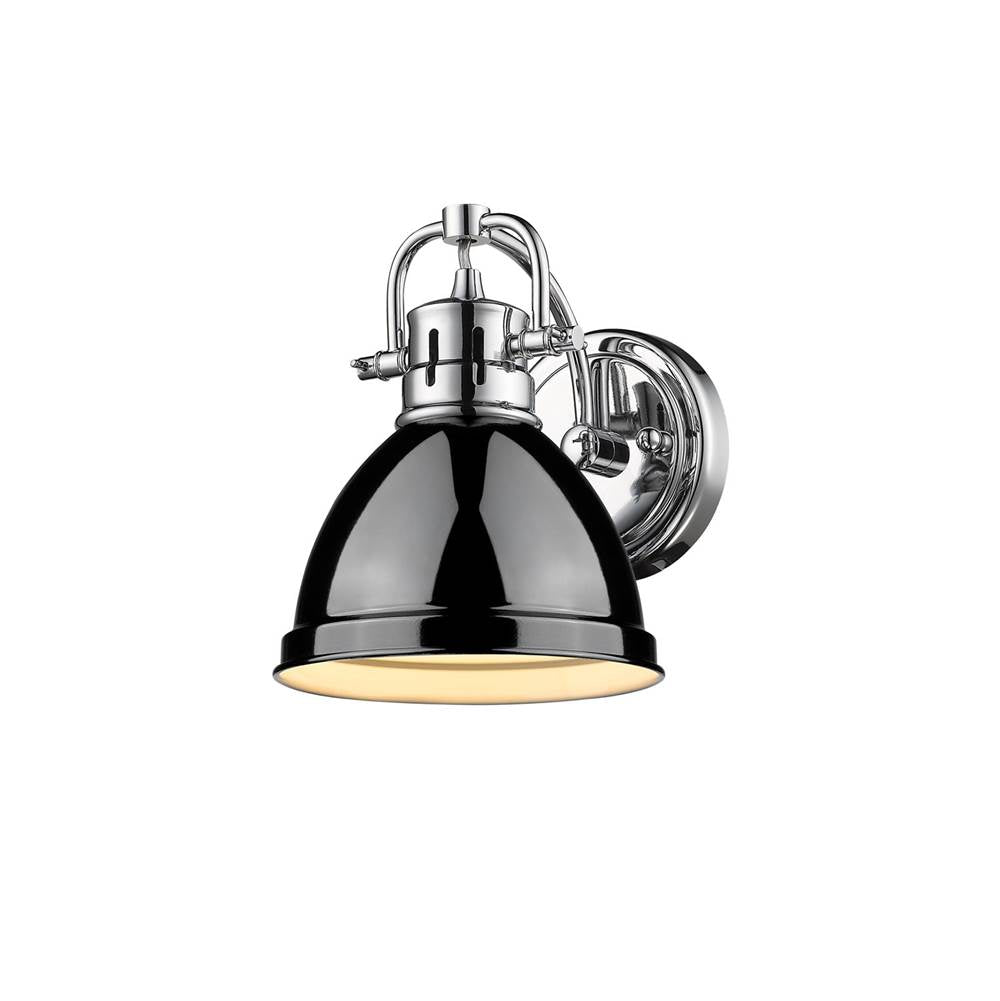 Golden Lighting Duncan Yep By Golden Lighting Duncan 1-light Vanity In Aged Brass And Black Shade