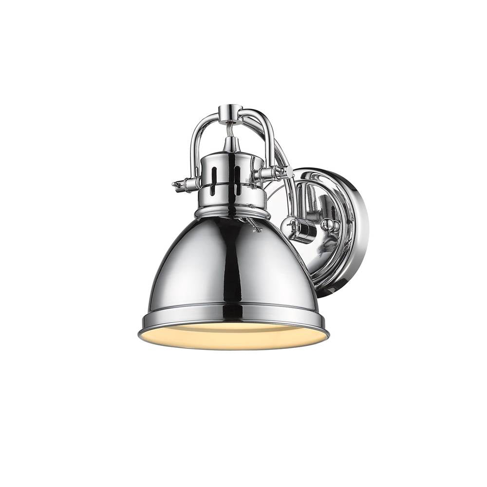Golden Lighting Duncan Yep By Golden Lighting Duncan 1-light Vanity In Aged Brass And Chrome Shade