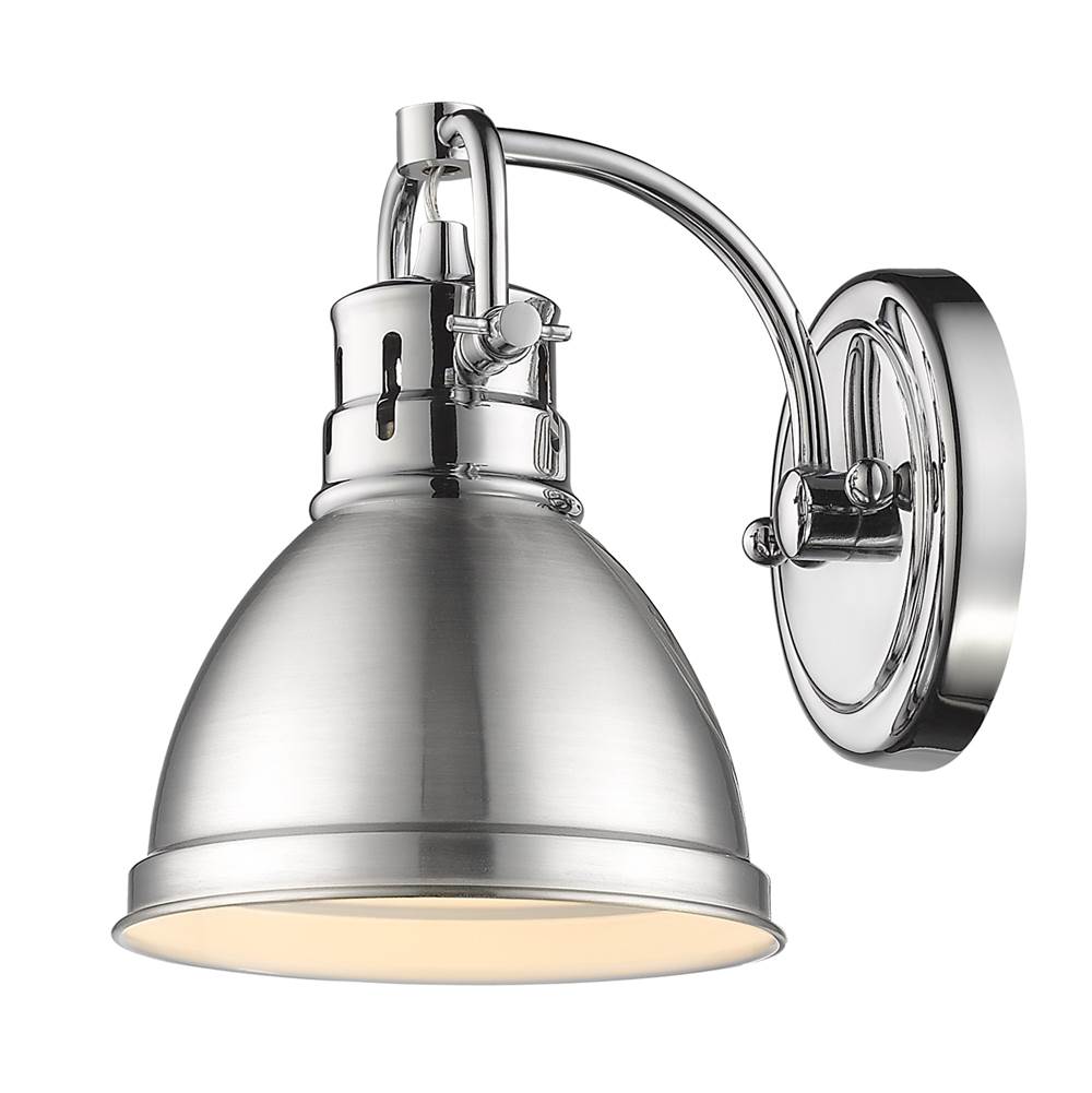 Golden Lighting Duncan Yep By Golden Lighting Duncan 1-light Vanity In Aged Brass And Pewter Shade