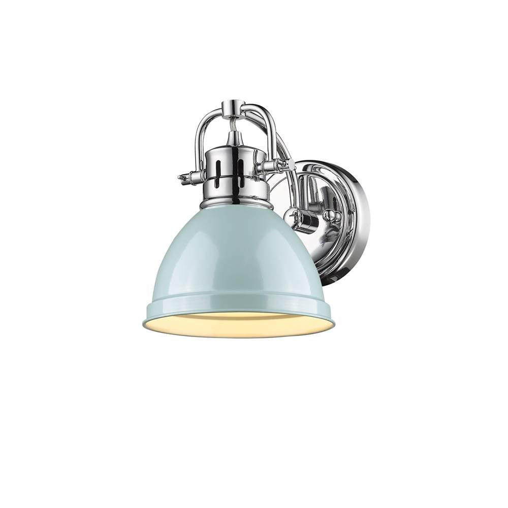 Golden Lighting Duncan Yep By Golden Lighting Duncan 1-light Vanity In Aged Brass And Seafoam Shade