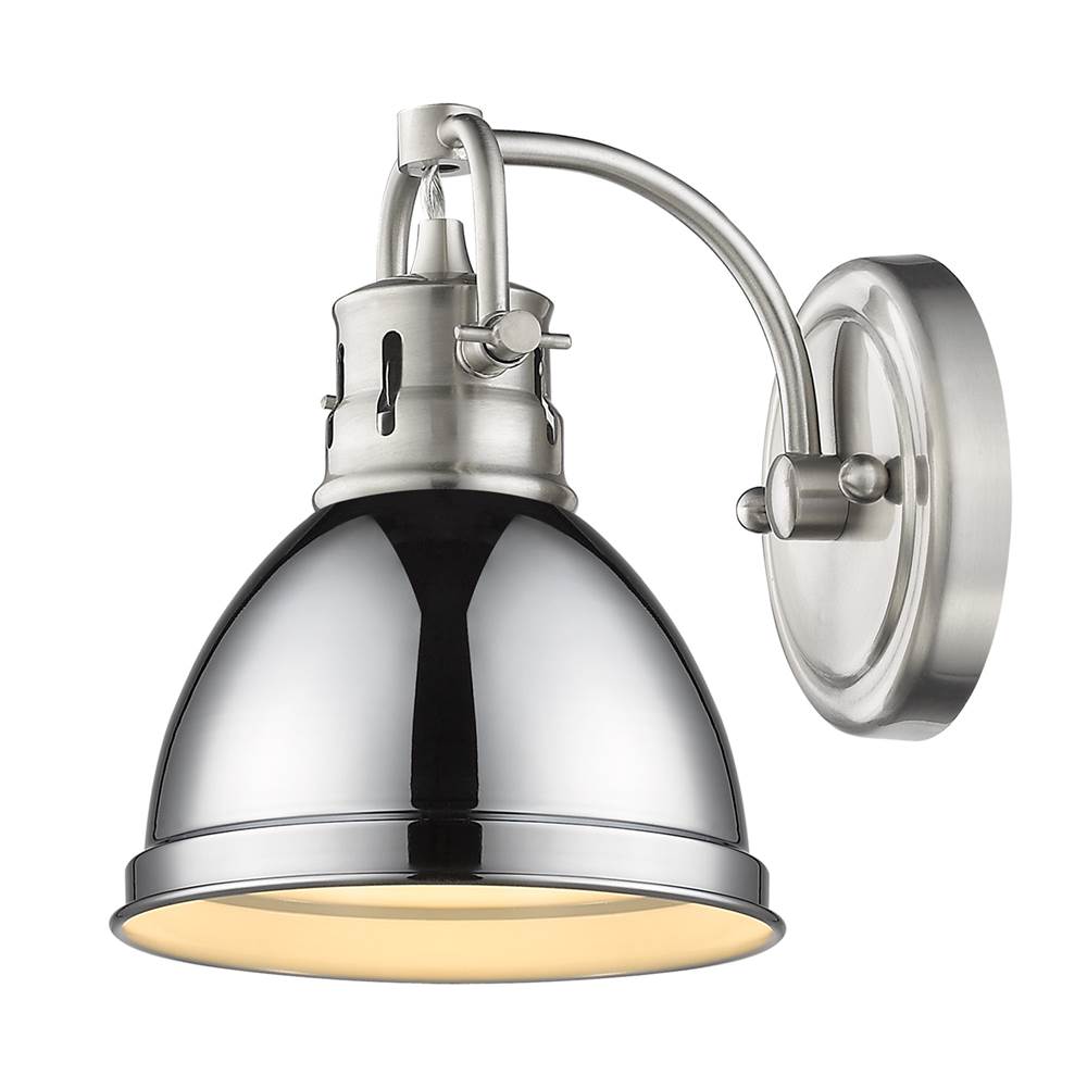 Golden Lighting Duncan Yep By Golden Lighting Duncan 1-light Vanity In Aged Brass And Chrome Shade