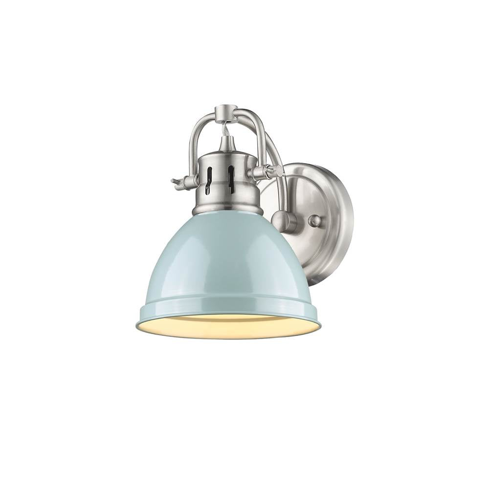 Golden Lighting Duncan Yep By Golden Lighting Duncan 1-light Vanity In Aged Brass And Seafoam Shade