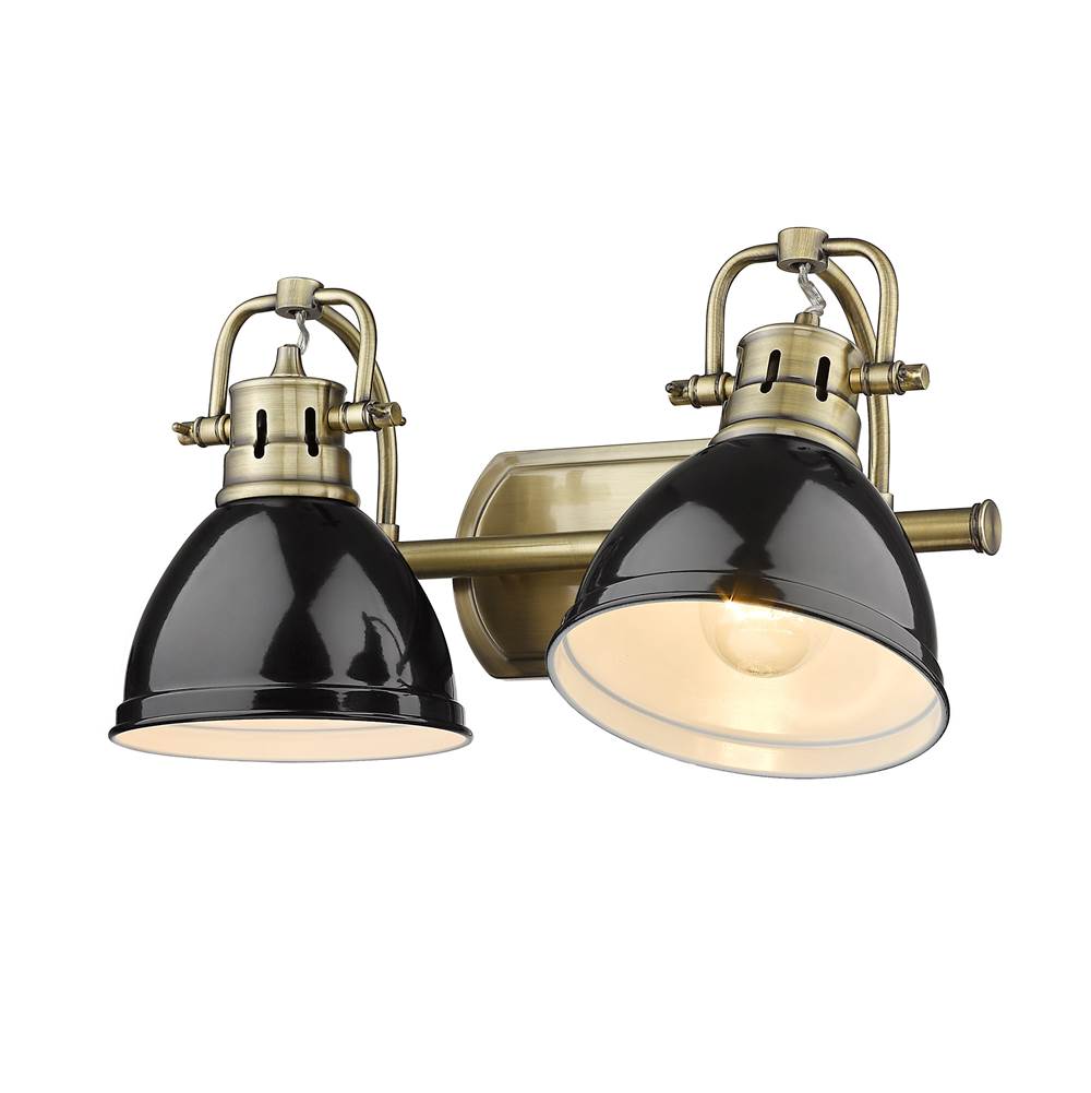 Golden Lighting 3602-BA2 AB-BK Aged Brass Yep By Golden Lighting Duncan 2-light Vanity In Aged Brass And Black Shade Image 3