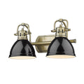 Golden Lighting 3602-BA2 AB-BK Aged Brass Yep By Golden Lighting Duncan 2-light Vanity In Aged Brass And Black Shade Image 1