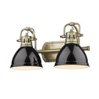 Golden Lighting 3602-BA2 AB-BK Aged Brass Yep By Golden Lighting Duncan 2-light Vanity In Aged Brass And Black Shade Image 1