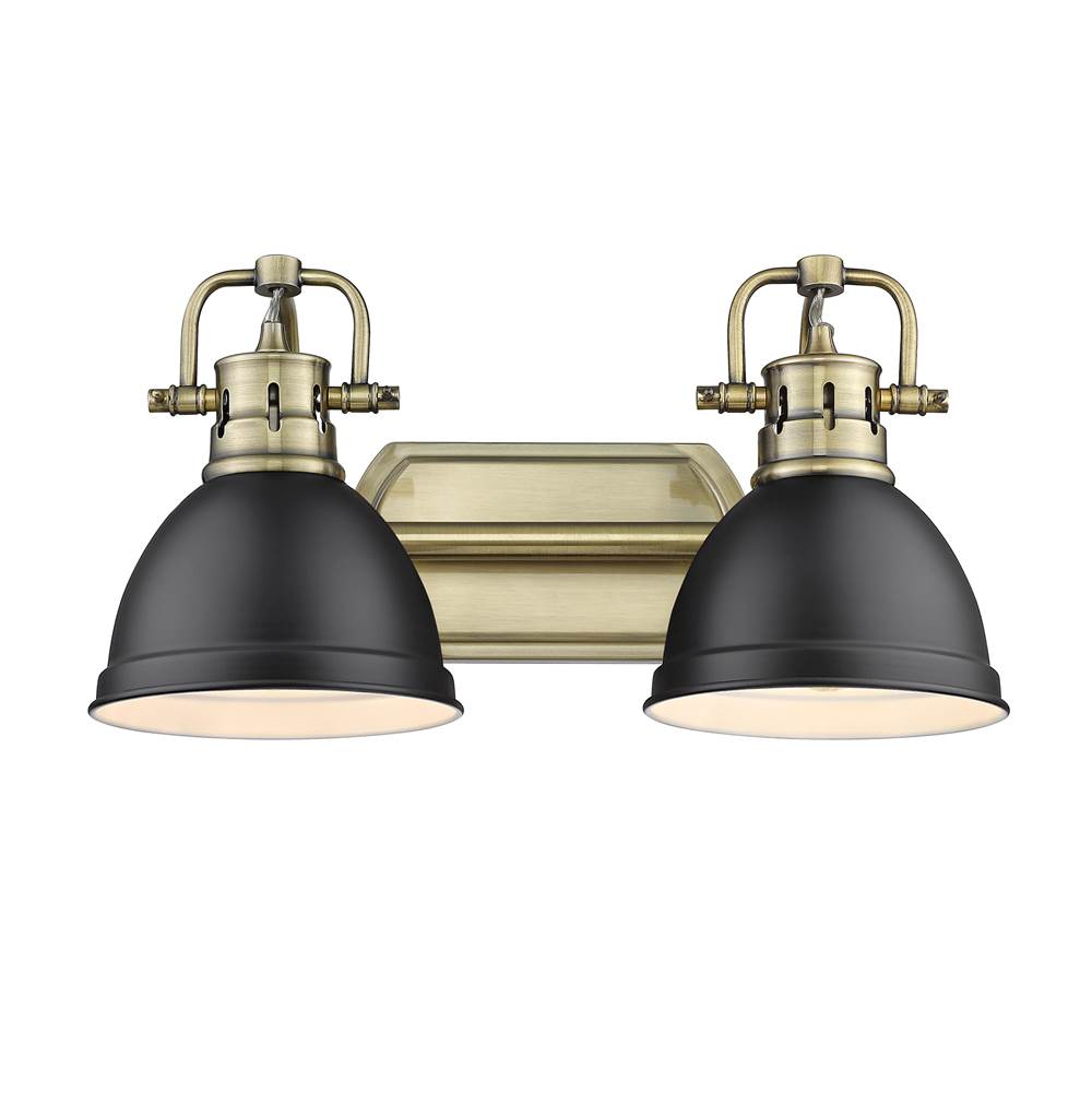 Golden Lighting Duncan Yep By Golden Lighting Duncan 2-light Vanity In Aged Brass And Matte Black Shade