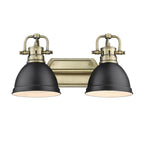 Golden Lighting Duncan Yep By Golden Lighting Duncan 2-light Vanity In Aged Brass And Matte Black Shade