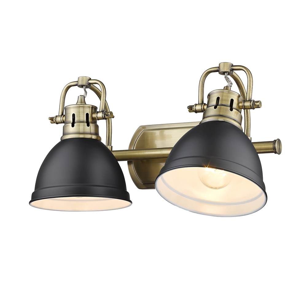 Golden Lighting 3602-BA2 AB-BLK Aged Brass Yep By Golden Lighting Duncan 2-light Vanity In Aged Brass And Matte Black Shade Image 3
