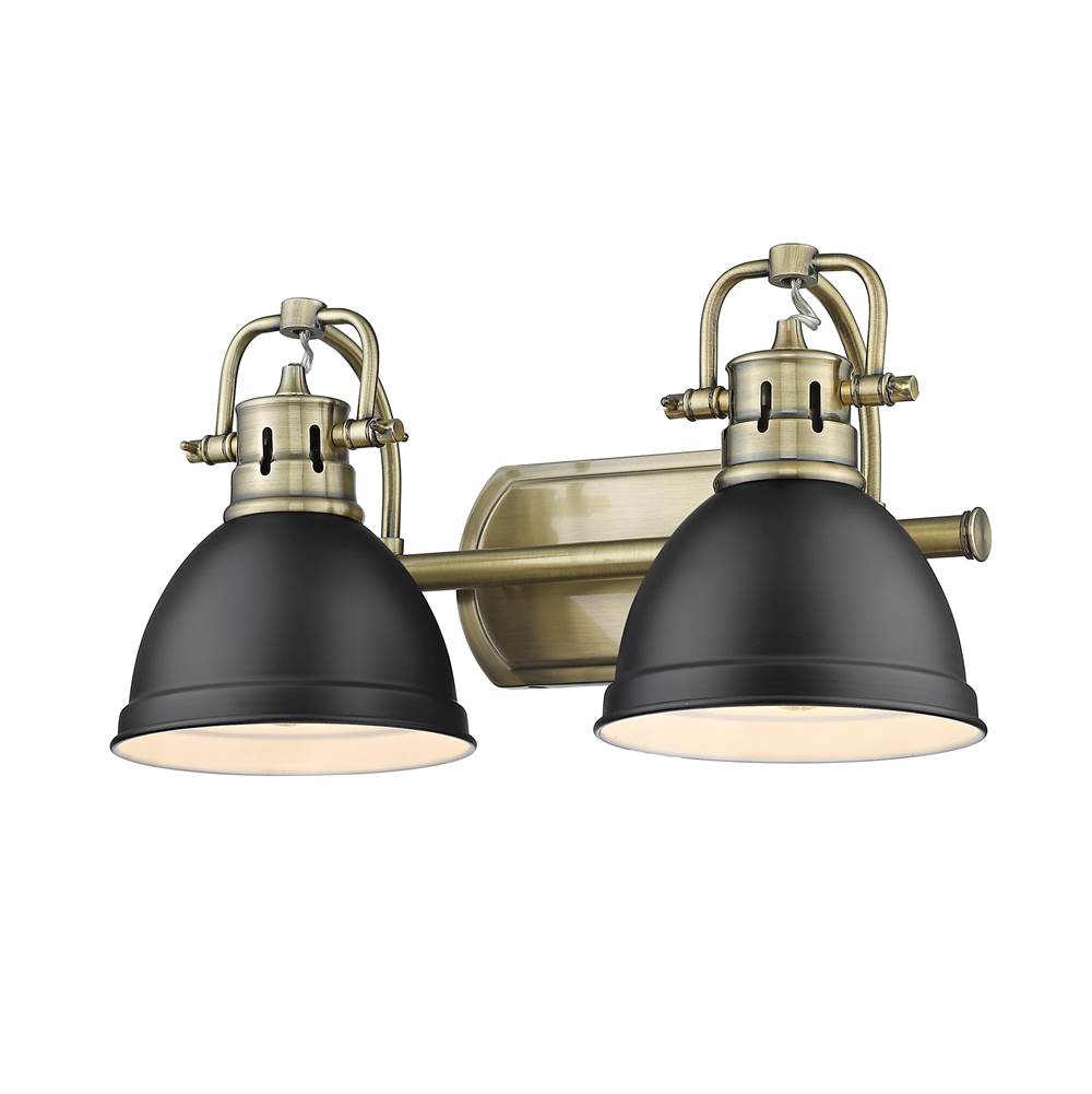 Golden Lighting 3602-BA2 AB-BLK Aged Brass Yep By Golden Lighting Duncan 2-light Vanity In Aged Brass And Matte Black Shade Image 1