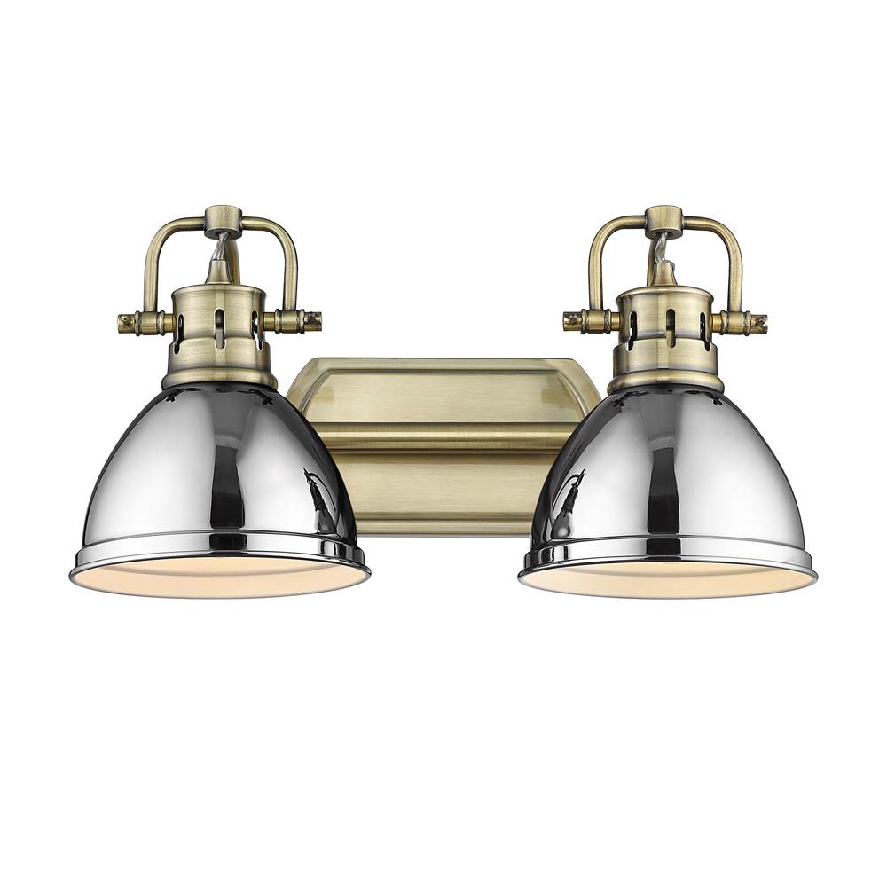 Golden Lighting Duncan Yep By Golden Lighting Duncan 2-light Vanity In Aged Brass And Chrome Shade