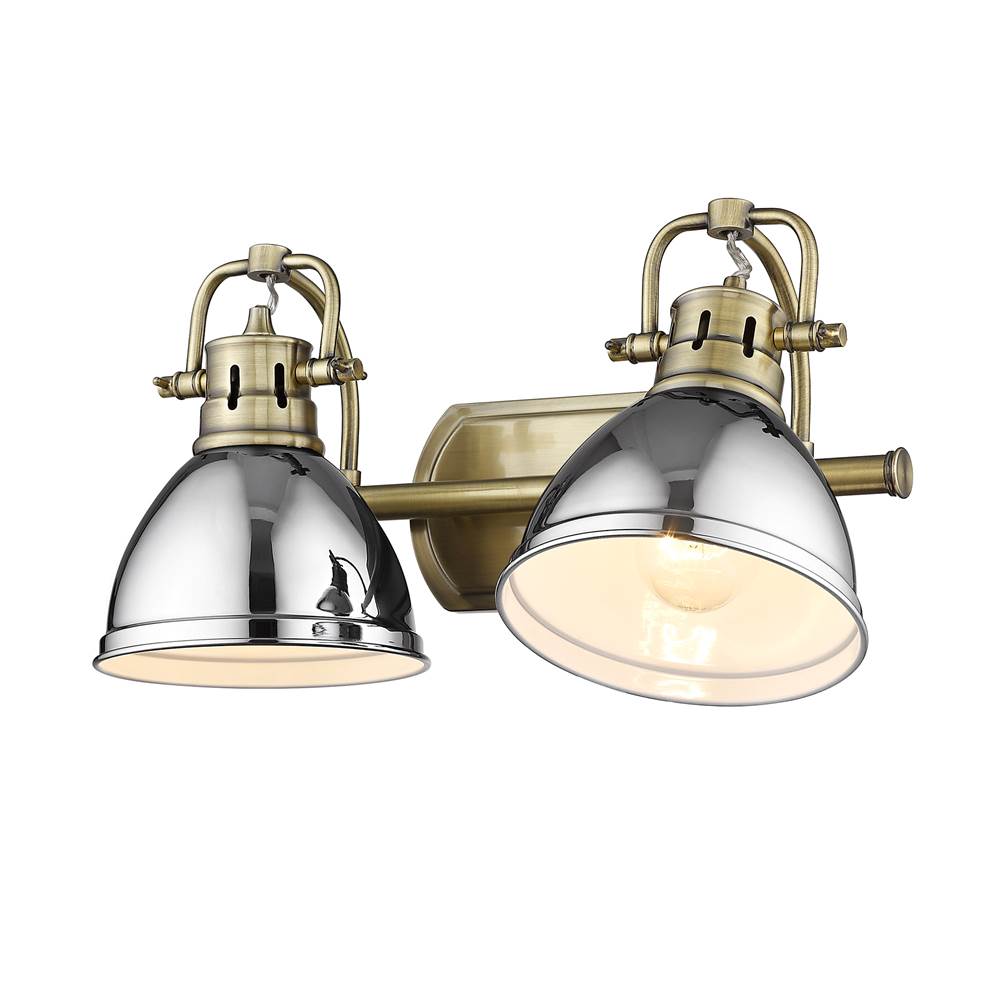 Golden Lighting 3602-BA2 AB-CH Aged Brass Yep By Golden Lighting Duncan 2-light Vanity In Aged Brass And Chrome Shade Image 3