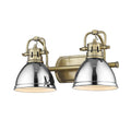 Golden Lighting 3602-BA2 AB-CH Aged Brass Yep By Golden Lighting Duncan 2-light Vanity In Aged Brass And Chrome Shade Image 1