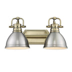 Golden Lighting Duncan Yep By Golden Lighting Duncan 2-light Vanity In Aged Brass And Pewter Shade