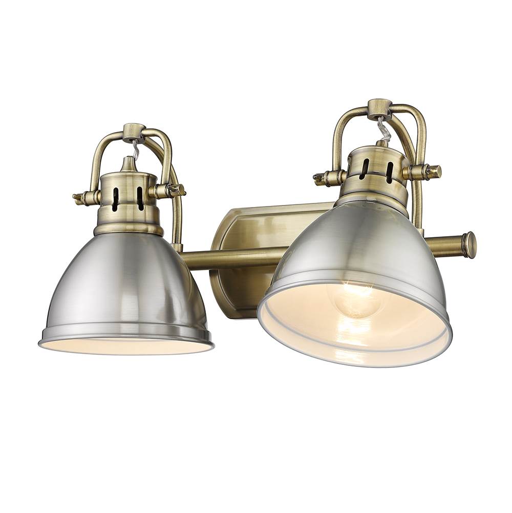 Golden Lighting 3602-BA2 AB-PW Aged Brass Yep By Golden Lighting Duncan 2-light Vanity In Aged Brass And Pewter Shade Image 3
