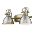 Golden Lighting 3602-BA2 AB-PW Aged Brass Yep By Golden Lighting Duncan 2-light Vanity In Aged Brass And Pewter Shade Image 1