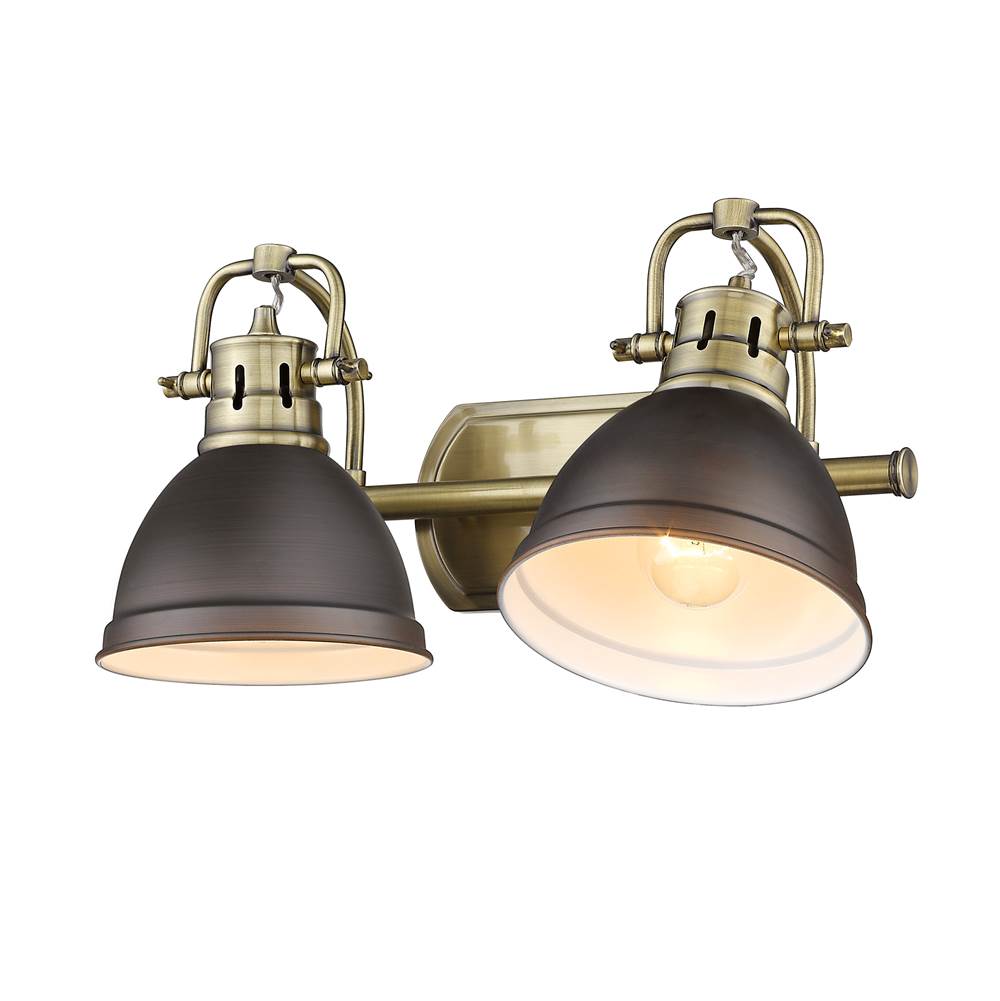 Golden Lighting 3602-BA2 AB-RBZ Aged Brass Yep By Golden Lighting Duncan 2-light Vanity In Aged Brass And Rubbed Bronze Shade Image 3
