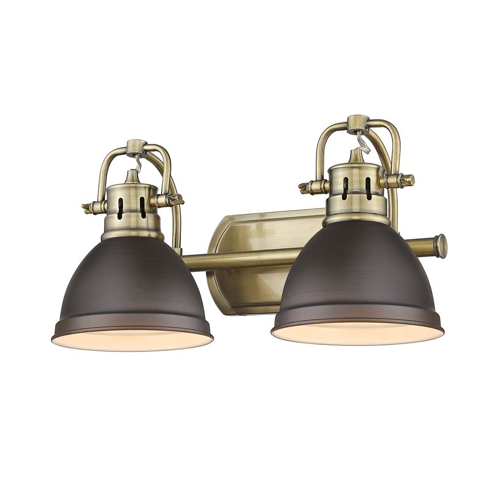 Golden Lighting 3602-BA2 AB-RBZ Aged Brass Yep By Golden Lighting Duncan 2-light Vanity In Aged Brass And Rubbed Bronze Shade Image 1