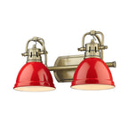 Golden Lighting 3602-BA2 AB-RD Aged Brass Yep By Golden Lighting Duncan 2-light Vanity In Aged Brass And Red Shade Image 1