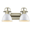 Golden Lighting 3602-BA2 AB-WH Aged Brass Yep By Golden Lighting Duncan 2-light Vanity In Aged Brass And White Shade Image 1