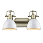 Golden Lighting 3602-BA2 AB-WH Aged Brass Yep By Golden Lighting Duncan 2-light Vanity In Aged Brass And White Shade Image 1
