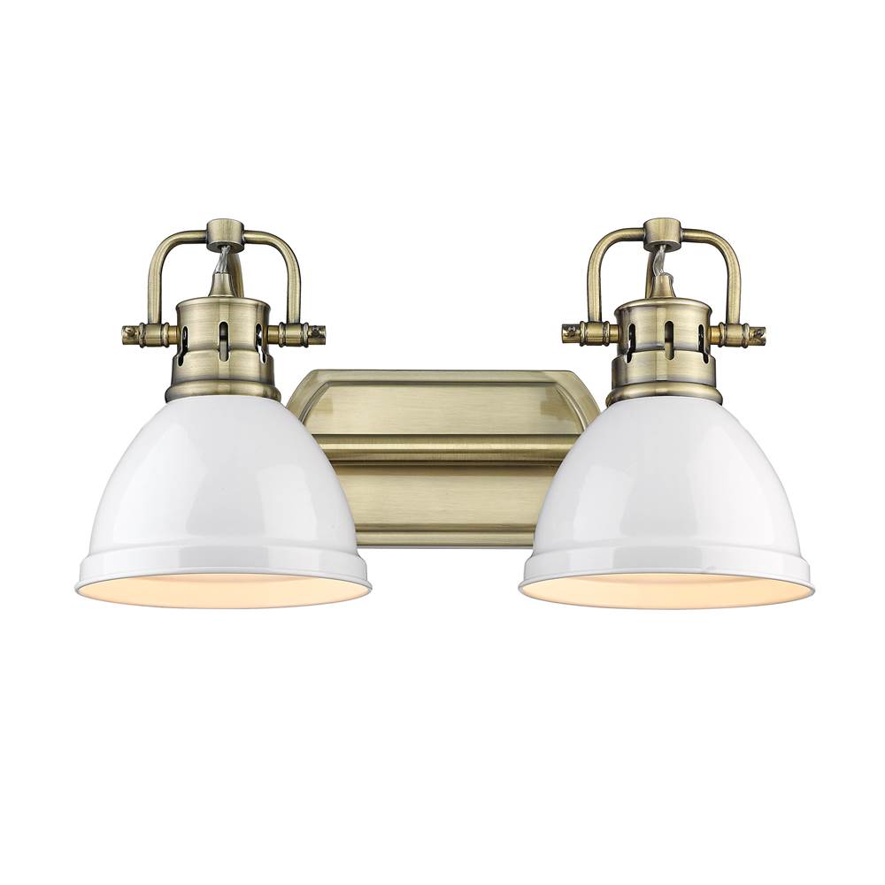Golden Lighting Duncan Yep By Golden Lighting Duncan 2-light Vanity In Aged Brass And Matte White Shade