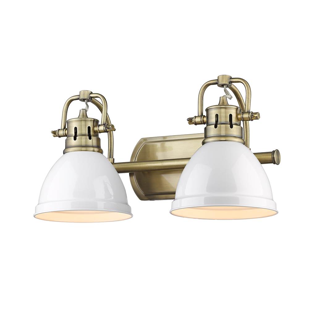 Golden Lighting 3602-BA2 AB-WHT Aged Brass Yep By Golden Lighting Duncan 2-light Vanity In Aged Brass And Matte White Shade Image 1