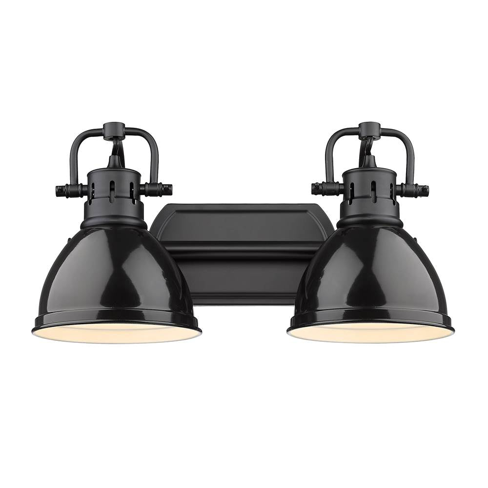 Golden Lighting Duncan Yep By Golden Lighting Duncan 2-light Vanity In Aged Brass And Black Shade