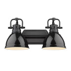 Golden Lighting Duncan Yep By Golden Lighting Duncan 2-light Vanity In Aged Brass And Black Shade
