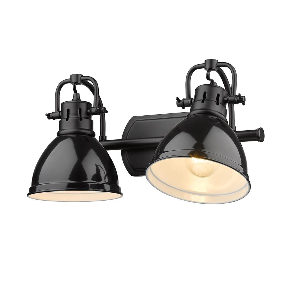 Golden Lighting 3602-BA2 BLK-BK Matte Black Yep By Golden Lighting Duncan 2-light Vanity In Matte Black And Black Shade Image 3