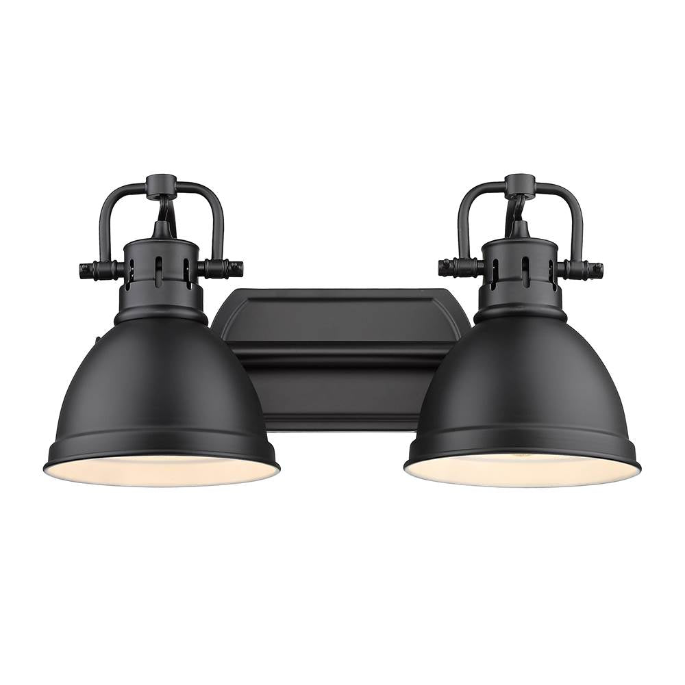 Golden Lighting Duncan Yep By Golden Lighting Duncan 2-light Vanity In Aged Brass And Matte Black Shade