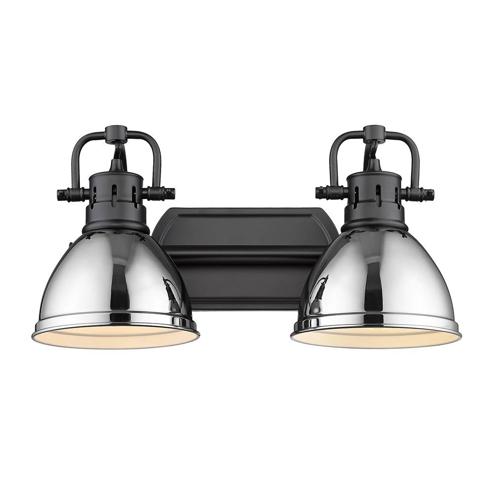Golden Lighting Duncan Yep By Golden Lighting Duncan 2-light Vanity In Aged Brass And Chrome Shade