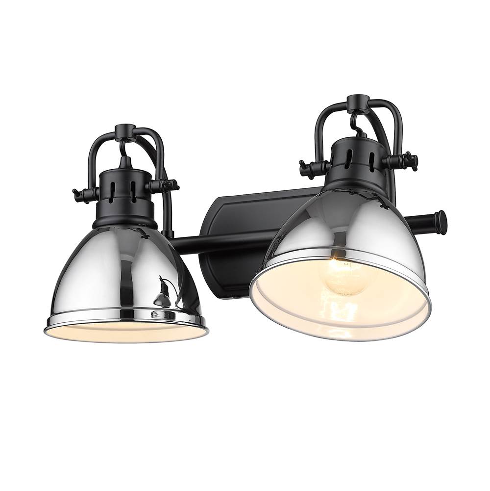 Golden Lighting 3602-BA2 BLK-CH Matte Black Yep By Golden Lighting Duncan 2-light Vanity In Matte Black And Chrome Shade Image 3