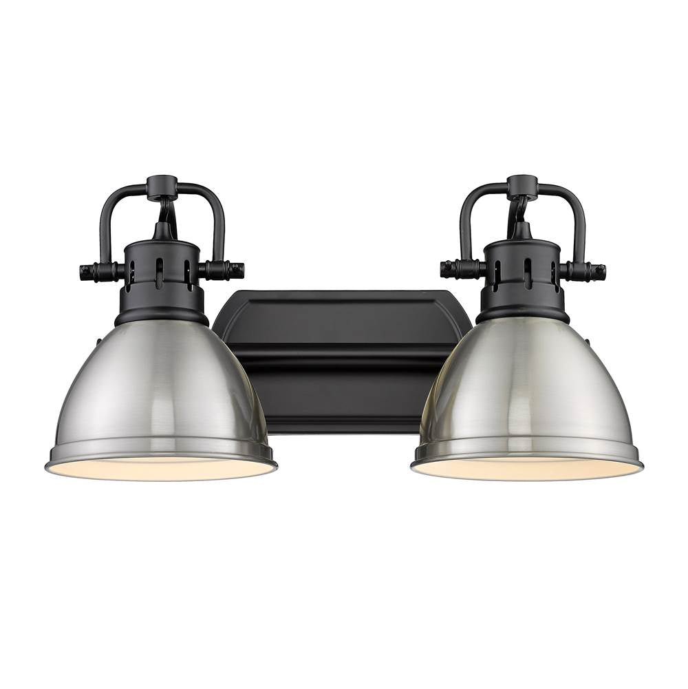 Golden Lighting Duncan Yep By Golden Lighting Duncan 2-light Vanity In Aged Brass And Pewter Shade