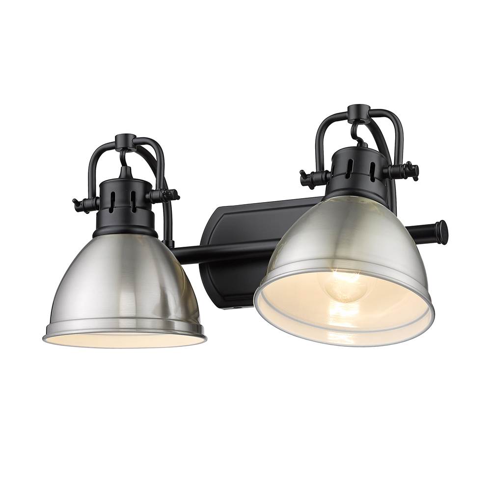 Golden Lighting 3602-BA2 BLK-PW Matte Black Yep By Golden Lighting Duncan 2-light Vanity In Matte Black And Pewter Shade Image 3