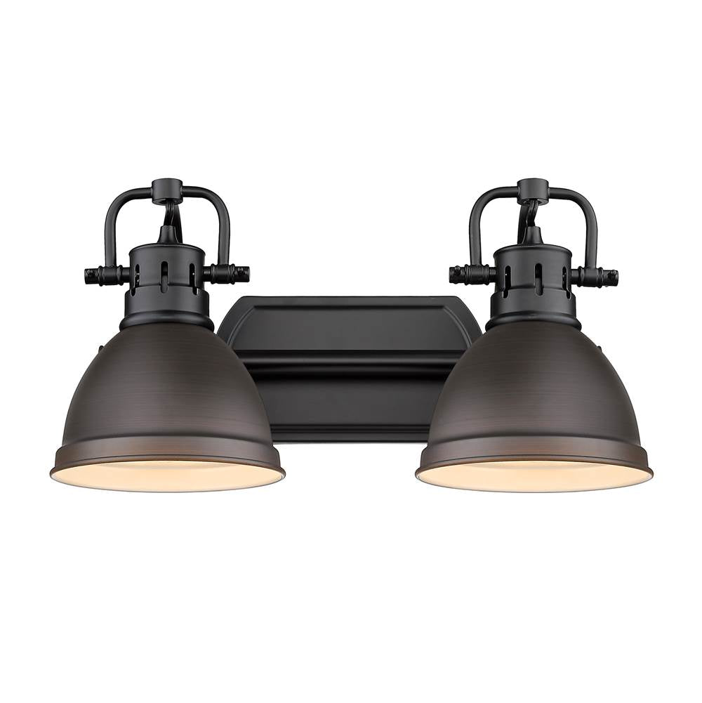 Golden Lighting Duncan Yep By Golden Lighting Duncan 2-light Vanity In Aged Brass And Rubbed Bronze Shade