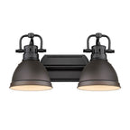 Golden Lighting Duncan Yep By Golden Lighting Duncan 2-light Vanity In Aged Brass And Rubbed Bronze Shade