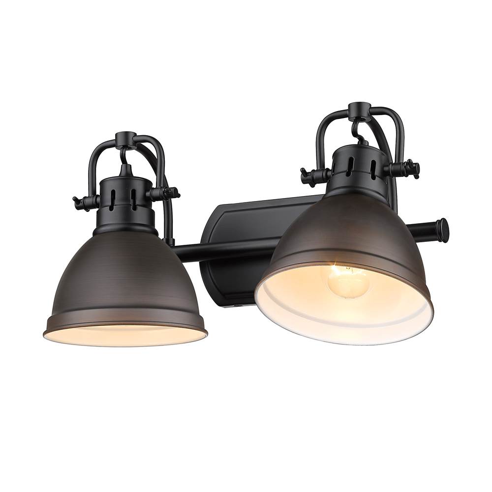 Golden Lighting 3602-BA2 BLK-RBZ Matte Black Yep By Golden Lighting Duncan 2-light Vanity In Matte Black And Rubbed Bronze Shade Image 3