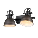 Golden Lighting 3602-BA2 BLK-RBZ Matte Black Yep By Golden Lighting Duncan 2-light Vanity In Matte Black And Rubbed Bronze Shade Image 3