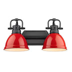 Golden Lighting Duncan Yep By Golden Lighting Duncan 2-light Vanity In Aged Brass And Red Shade