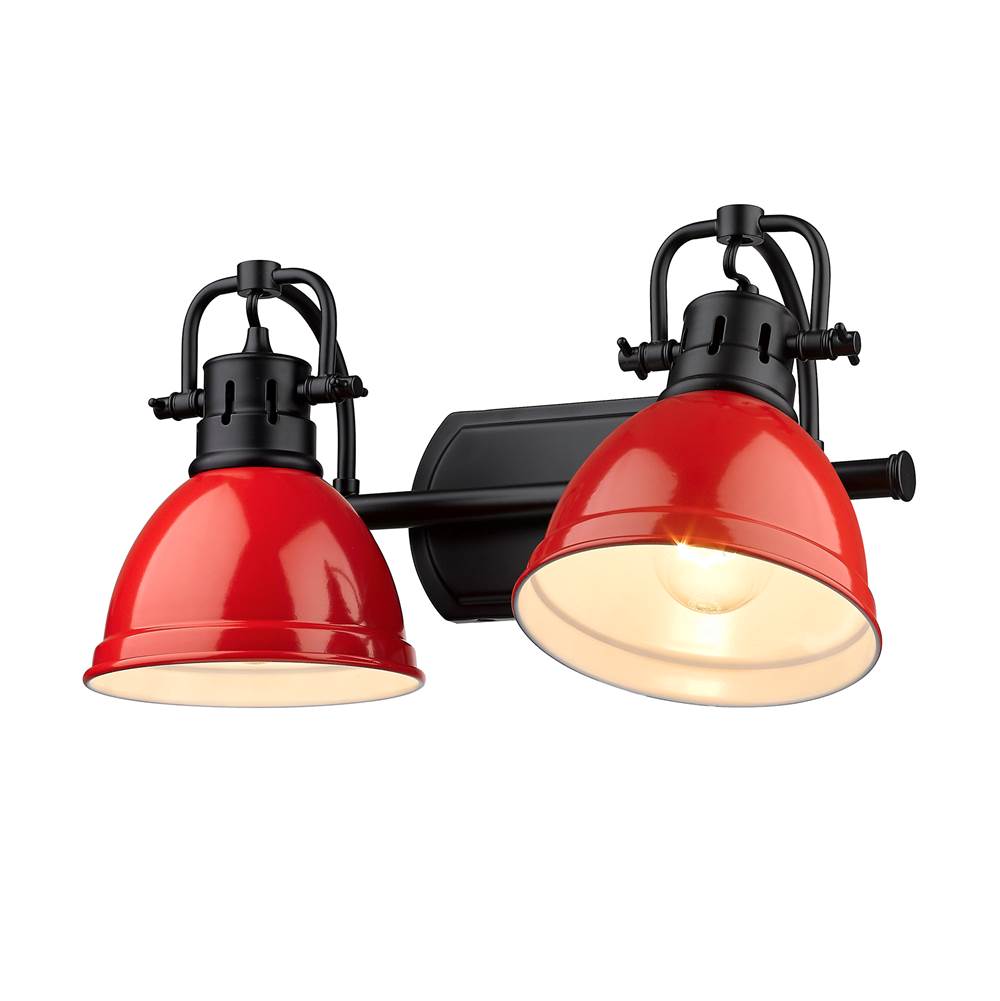 Golden Lighting 3602-BA2 BLK-RD Matte Black Yep By Golden Lighting Duncan 2-light Vanity In Matte Black And Red Shade Image 3