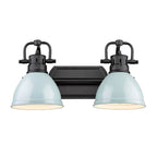 Golden Lighting Duncan Yep By Golden Lighting Duncan 2-light Vanity In Aged Brass And Seafoam Shade
