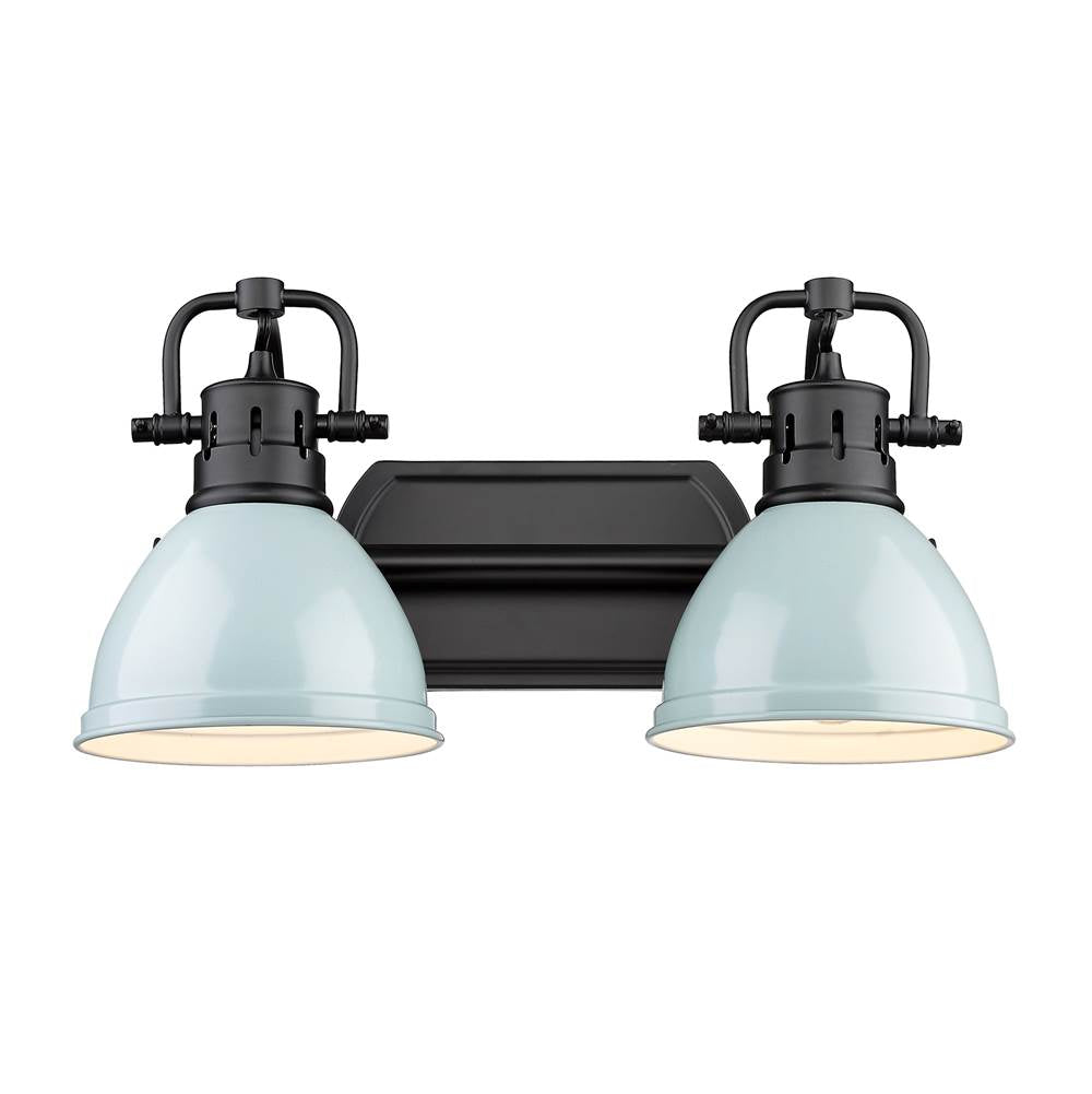 Golden Lighting Duncan Yep By Golden Lighting Duncan 2-light Vanity In Aged Brass And Seafoam Shade