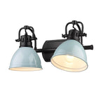 Golden Lighting 3602-BA2 BLK-SF Matte Black Yep By Golden Lighting Duncan 2-light Vanity In Matte Black And Seafoam Shade Image 3