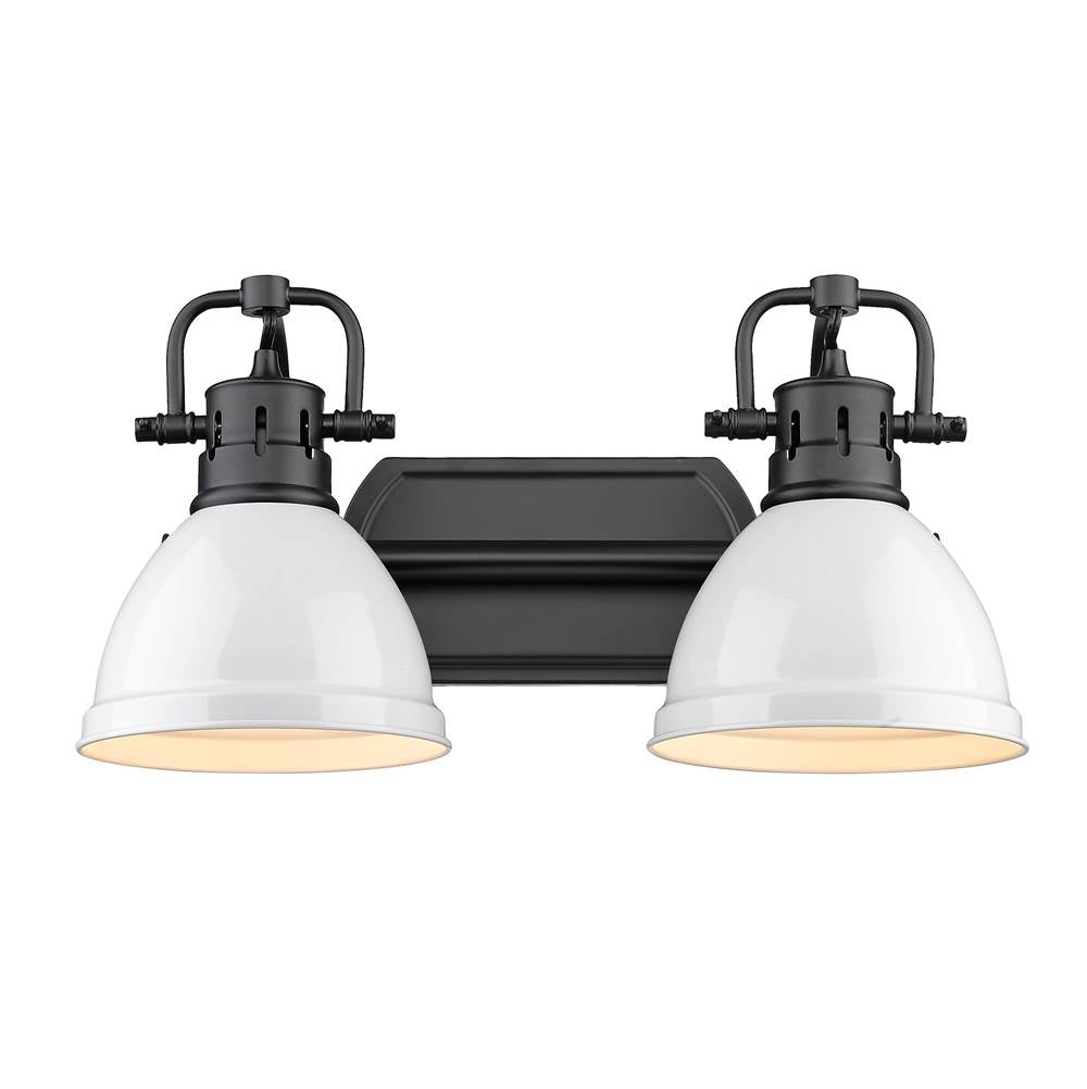 Golden Lighting Duncan Yep By Golden Lighting Duncan 2-light Vanity In Aged Brass And White Shade
