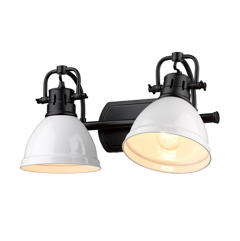 Golden Lighting 3602-BA2 BLK-WH Matte Black Yep By Golden Lighting Duncan 2-light Vanity In Matte Black And White Shade Image 3