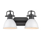 Golden Lighting Duncan Yep By Golden Lighting Duncan 2-light Vanity In Aged Brass And Matte White Shade