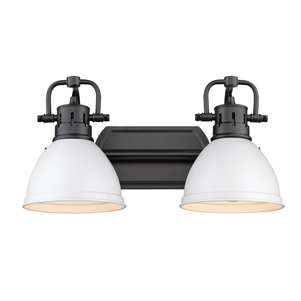 Golden Lighting Duncan Yep By Golden Lighting Duncan 2-light Vanity In Aged Brass And Matte White Shade